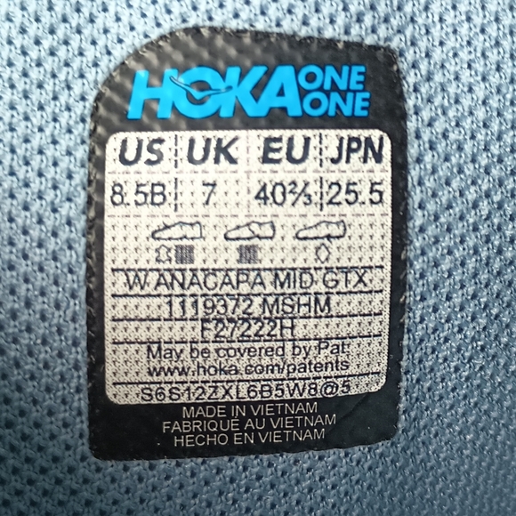 Hoka One One Anacapa Gore-Tex Mid Vibram Hiking Boots Shoes Blue Size 7.5 - Picture 12 of 15